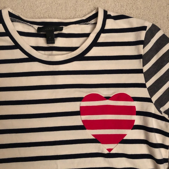 Long Sleeve Striped J.Crew Heart T EUC - Picture 3 of 3